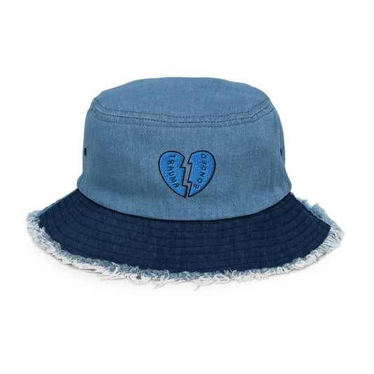 Trauma Bonded Distressed Denim Bucket Hat